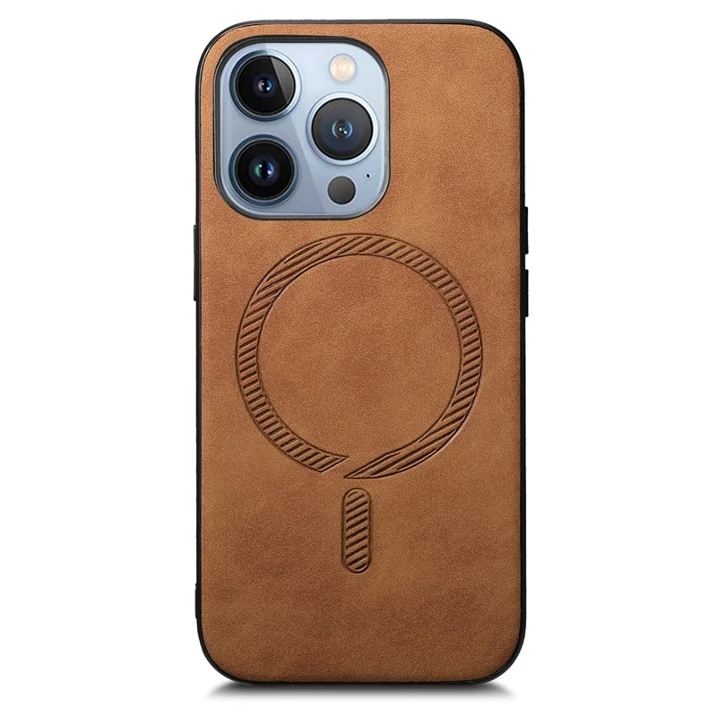 B1 For iPhone 16 Pro Max Leather Back Case Compatible with MagSafe Skin-Touch Phone Cover - Brown