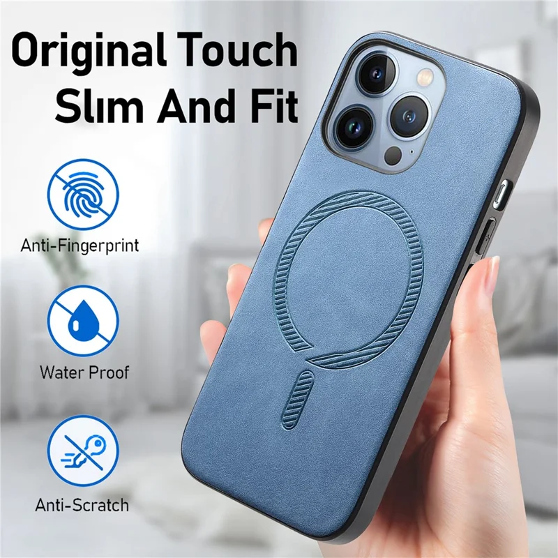 B1 For iPhone 16 Pro Max Leather Back Case Compatible with MagSafe Skin-Touch Phone Cover - Brown