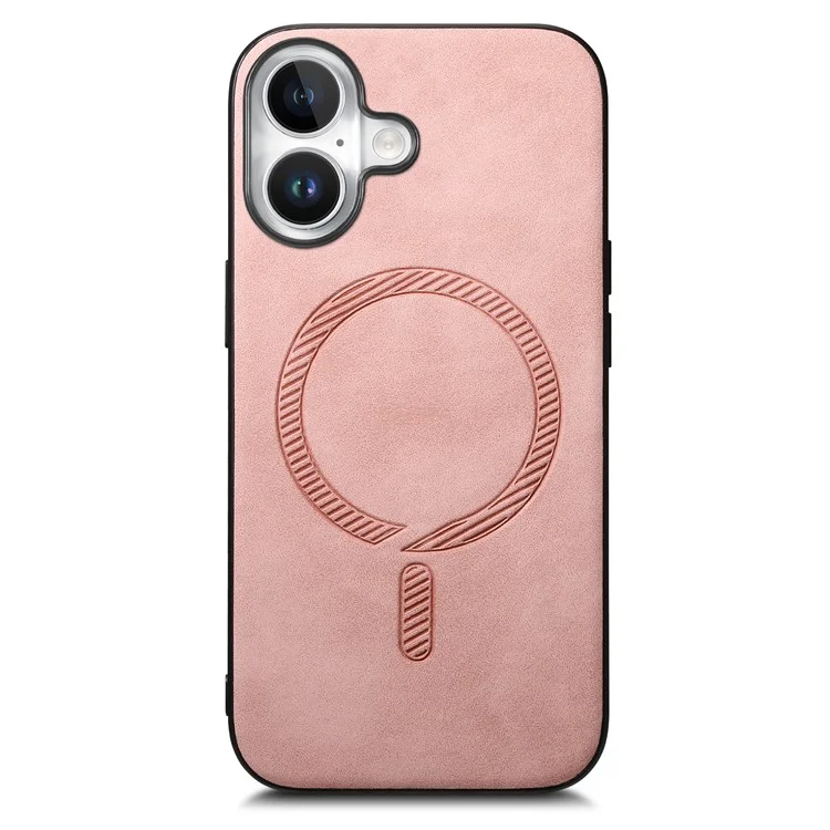 B1 For iPhone 16 Leather Back Case Compatible with MagSafe Skin-Touch Phone Cover - Pink