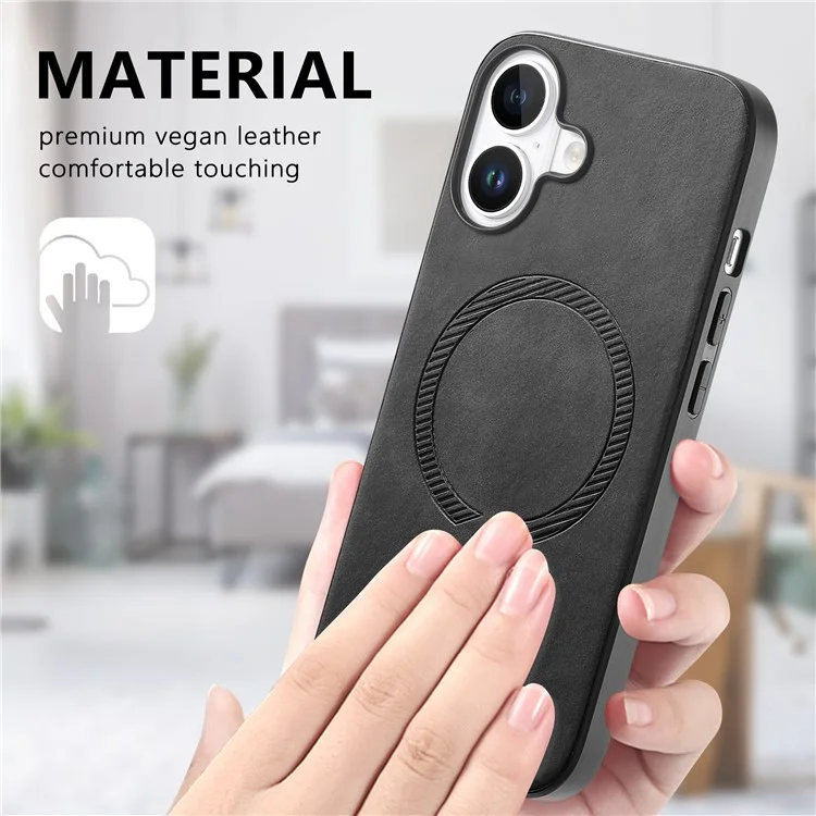 B1 For iPhone 16 Leather Back Case Compatible with MagSafe Skin-Touch Phone Cover - Pink