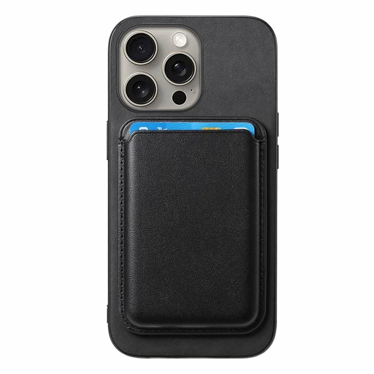 B2 For iPhone 16 Pro Case Detachable Magnetic Card Bag Leather+TPU Phone Cover - Schwarz