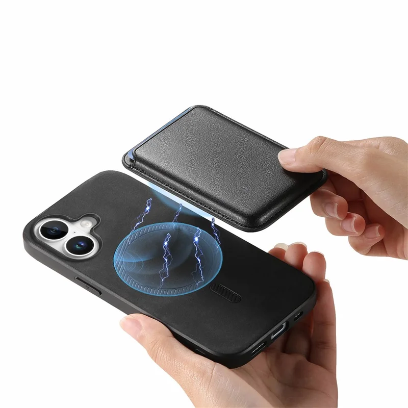 B2 Para Iphone 16 Case Bag Magnetic Magnetable Leather+TPU Teléfono Cubierta - Negro