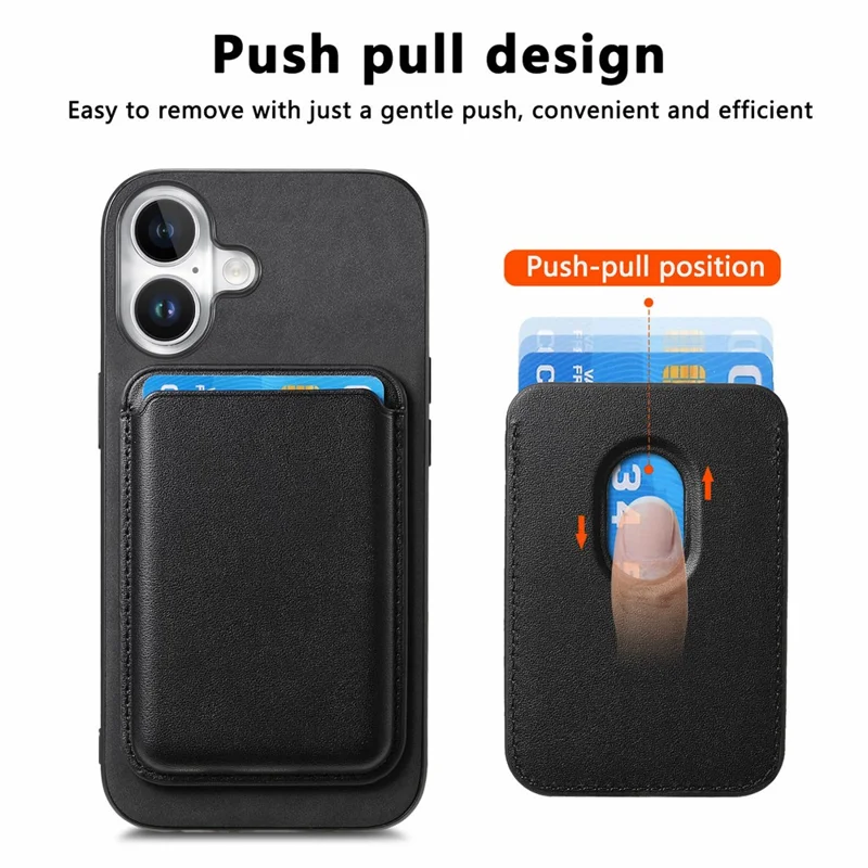 B2 Para Iphone 16 Case Bag Magnetic Magnetable Leather+TPU Teléfono Cubierta - Negro
