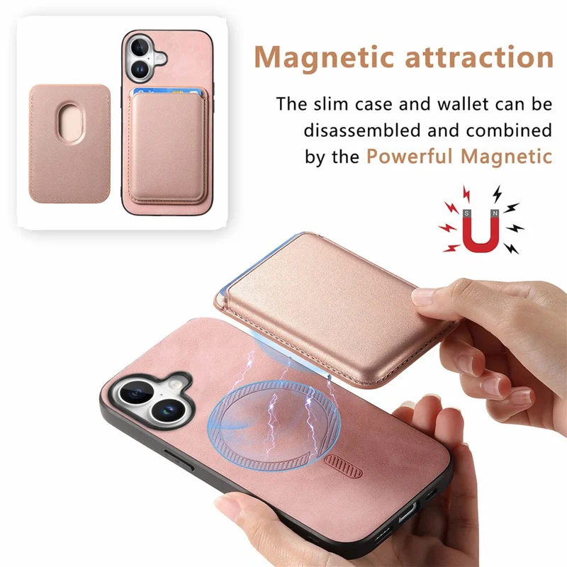 B2 Para Iphone 16 Case Bag Magnetic Magnetable Leather+TPU Teléfono Cubierta - Negro