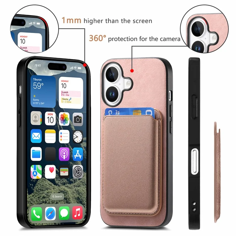 B2 Para Iphone 16 Case Bag Magnetic Magnetable Leather+TPU Teléfono Cubierta - Negro