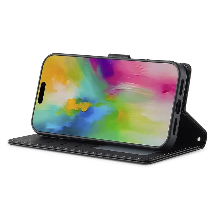 LC.IMEEKE Série L2 para iPhone 16 Pro Max Caja de Billetera de Cuero PU Desmontable Magnética Cubierta de Teléfono - Negro