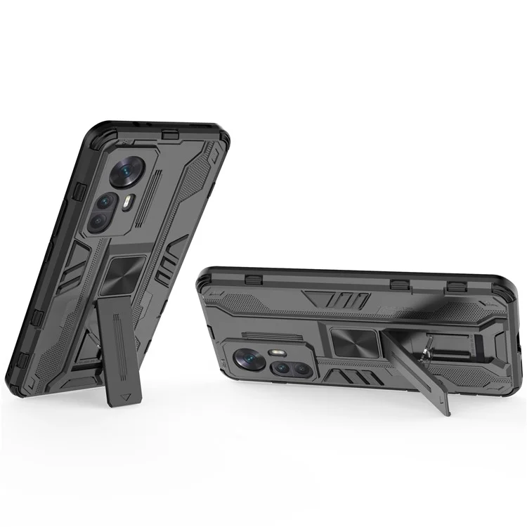 Für Xiaomi Redmi K50 Ultra 5G Drop-proof-telefonhülle Kickstand Anti-kratzer Hartes PC Soft TPU Hybrid Rückenabdeckung - Schwarz