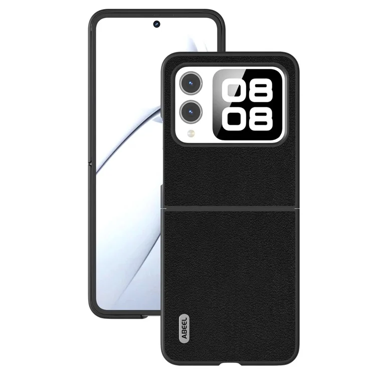 Abeel Para Huawei Nova Flip 5g Estojo Anti-arranhão na Capa do Telefone de Couro de Vaca Genuíno - Preto