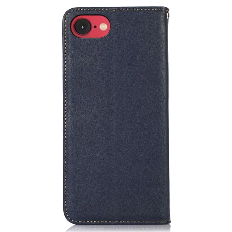 Khazneh Pour Iphone SE (2024) Case de Téléphone Portable de Vache Véritable Couverture de Téléphone Nappa Texture - Bleu