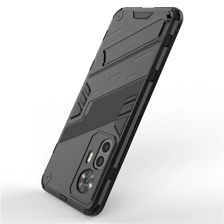 Para Xiaomi Redmi K50 Ultra 5G / 12T 5G PC+TPU Caixa de Telefone Híbrido Anti-arranhão Com Kickstand - Preto