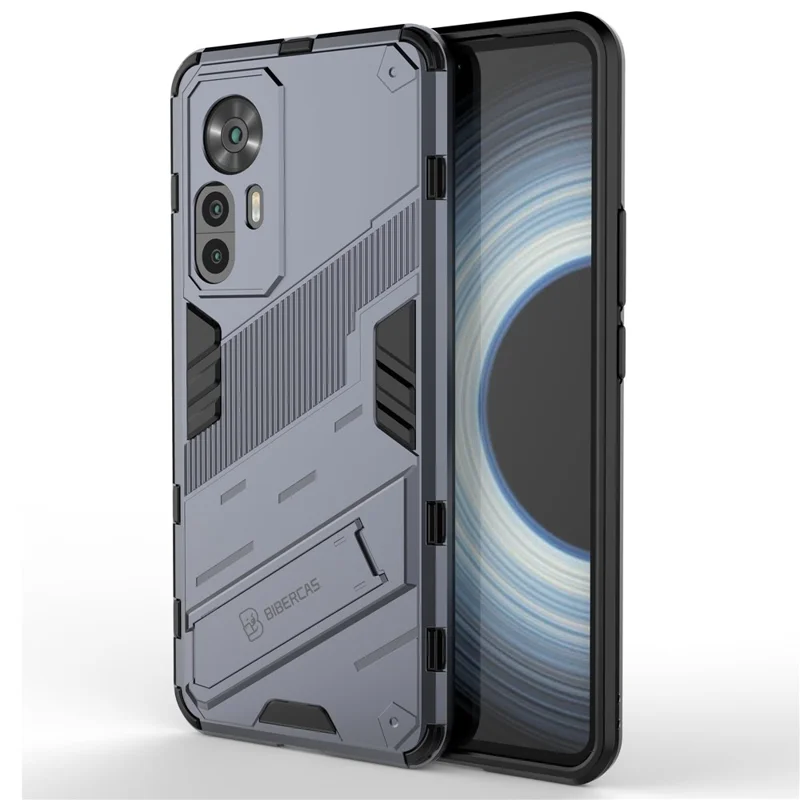 Чехол для Xiaomi Redmi K50 Ultra 5G / 12T 5G из ПК+ТПУ с подставкой, противоударный, защита от царапин - Серый