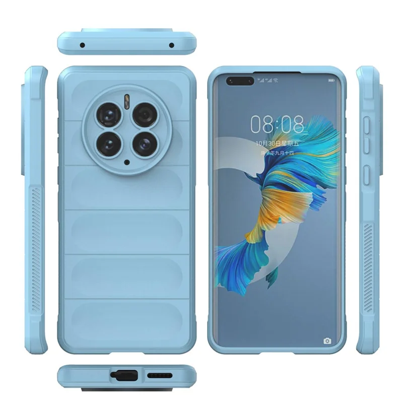 Für Huawei Mate 50 Pro 4G Kratzfeste Handyhülle Schutzhülle Stoßfest Weiche TPU Handytasche - Babyblau