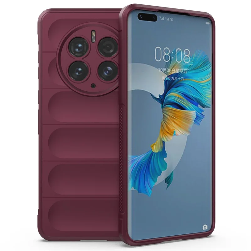 For Huawei Mate 50 Pro 4G Anti-scratch Phone Case Protective Anti-drop Soft TPU Mobile Phone Cover - Wine Red