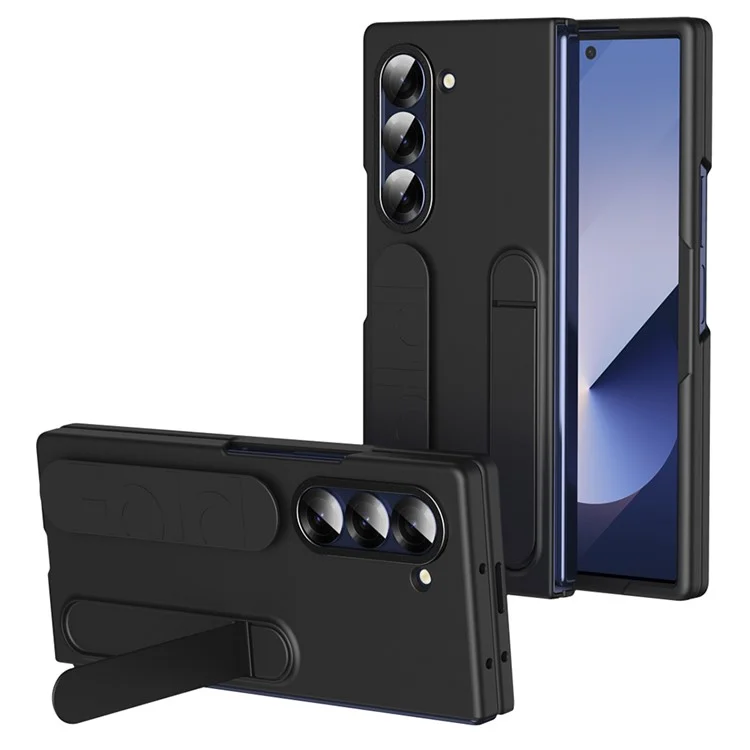 Para Samsung Galaxy Z Fold6 5G Case Kickstand Pulcand PC+Silicone Telep - Preto