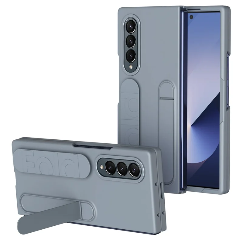 Pour Samsung Galaxy Z Fold3 5G Boîtier de Kickstand pc + Couverture de Téléphone en Silicone - Gris