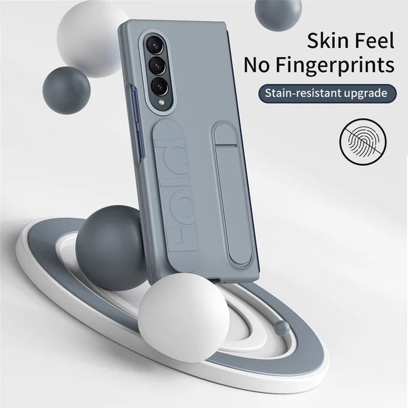 Pour Samsung Galaxy Z Fold3 5G Boîtier de Kickstand pc + Couverture de Téléphone en Silicone - Gris