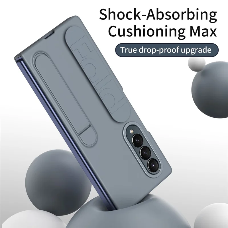 Pour Samsung Galaxy Z Fold3 5G Boîtier de Kickstand pc + Couverture de Téléphone en Silicone - Gris