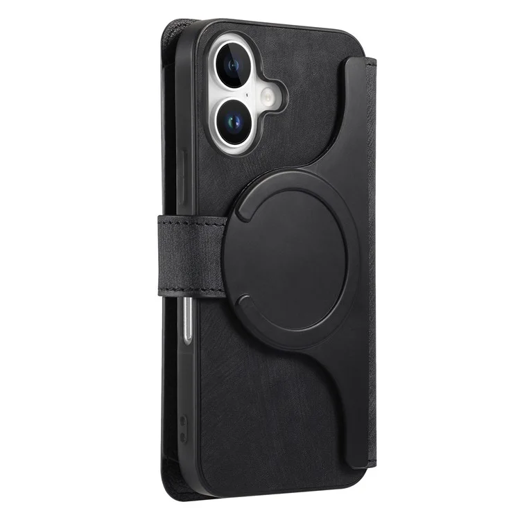 Caseneo MW-02 Para Iphone 16 Plus Caso de Couro Destacável Tampa de Telefone Magnético - Preto