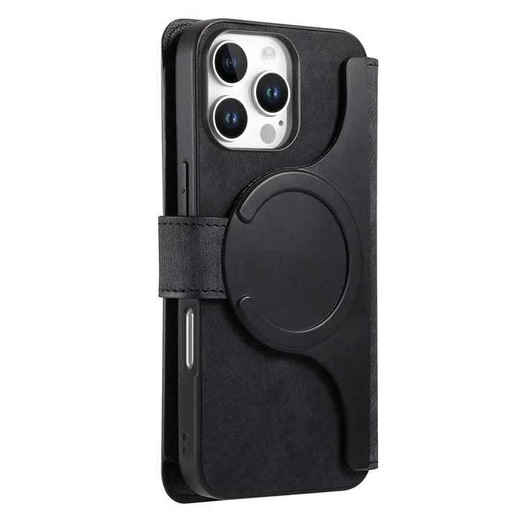 CASENEO MW-02 For iPhone 16 Pro Max Leather Case Detachable Magnetic Phone Cover - Black