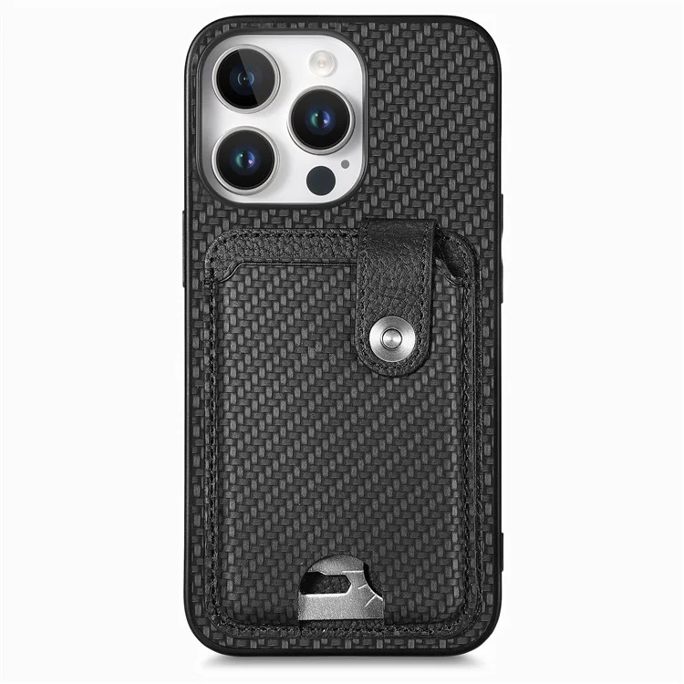 Estilo B C1-06 Para el Soporte de Tarjeta de Caja de Iphone 16 Pro de Cuero+pc+tpu Phone Cover With Card Knife - Negro