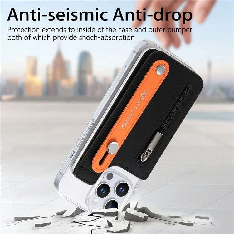 CY2 Для Iphone 16 Pro Max Case Bristant Leather+PC Pac Pocket Cope Cope Cope Blocking RFID - Черный