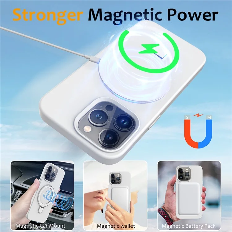 Pour L'iphone 16 Pro Max Case Compatible Avec la Couverture de Téléphone en Silicone Magsafe PC + Silicone - Blanc