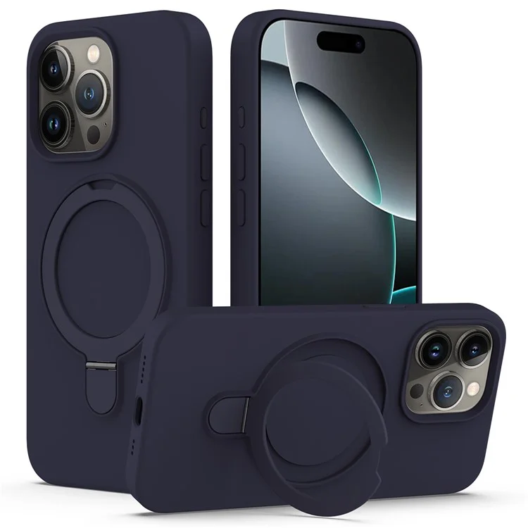 For iPhone 16 Pro Max Case Compatible with MagSafe Kickstand PC + Silicone Phone Cover - Midnight Blue