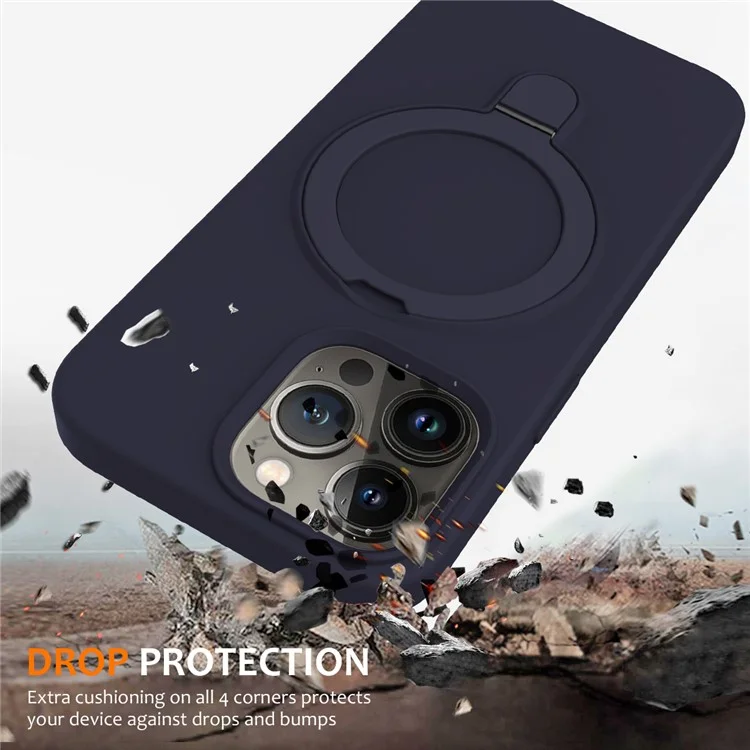 For iPhone 16 Pro Max Case Compatible with MagSafe Kickstand PC + Silicone Phone Cover - Midnight Blue