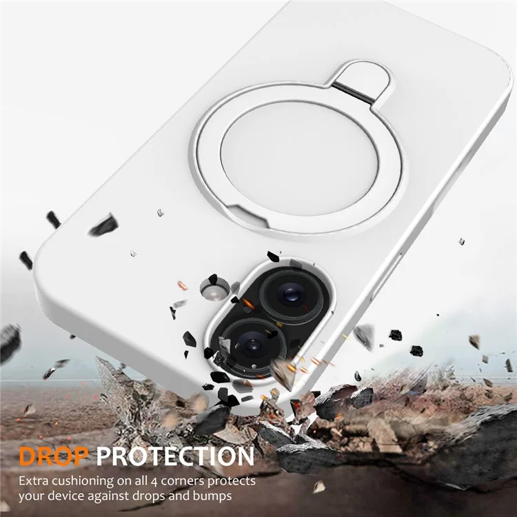 For iPhone 16 Plus Case Compatible with MagSafe Kickstand PC + Silicone Phone Cover - White