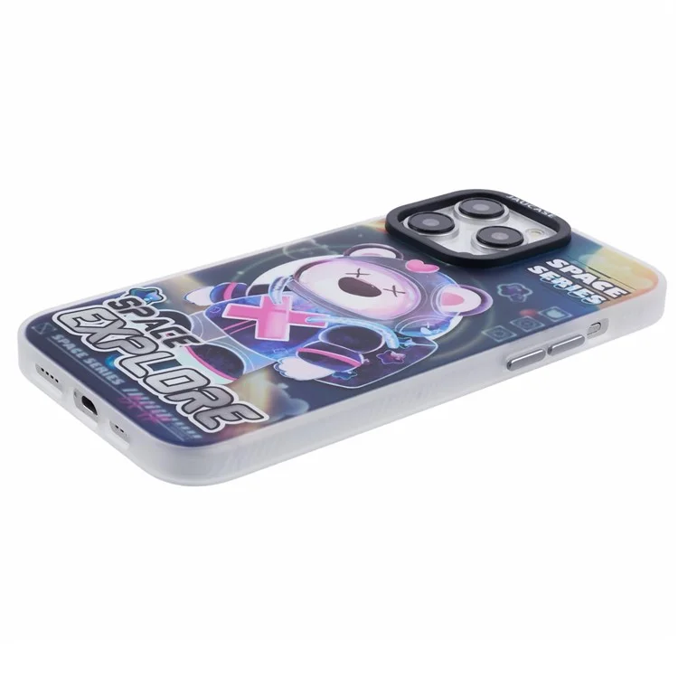 Jaucase Para Iphone 14 Pro Max Case Compatível Com MagSafe Bear Pattern PC+TPU Tampa do Telefone Fosco - Space Explore Bear