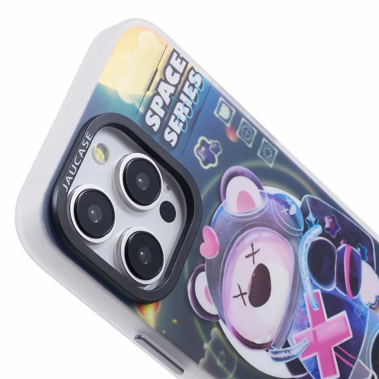 Jaucase Para Iphone 14 Pro Max Case Compatível Com MagSafe Bear Pattern PC+TPU Tampa do Telefone Fosco - Space Explore Bear