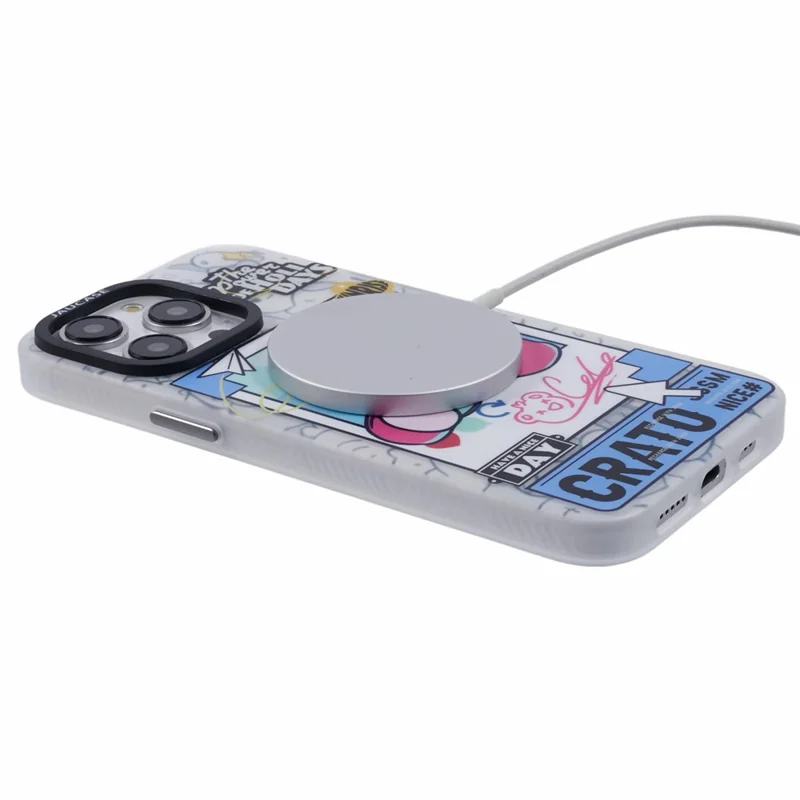 JAUCASE For iPhone 14 Pro Max Case Compatible with MagSafe Bear Pattern PC+TPU Matte Phone Cover - Summer Bear