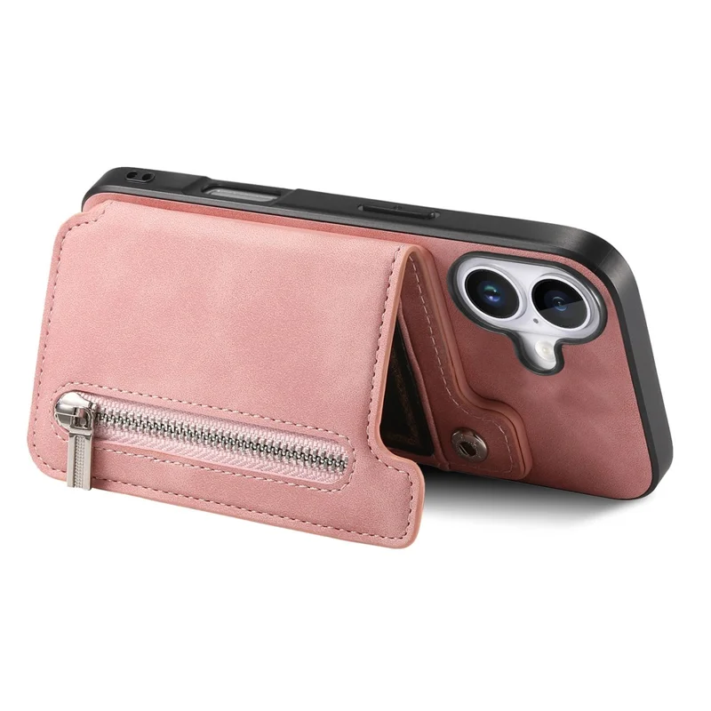 B7 Для Iphone 16 Plus Case Magnetic Съемный Держатель Карты на Молнии Кожа+телефона Tpu - Розовый