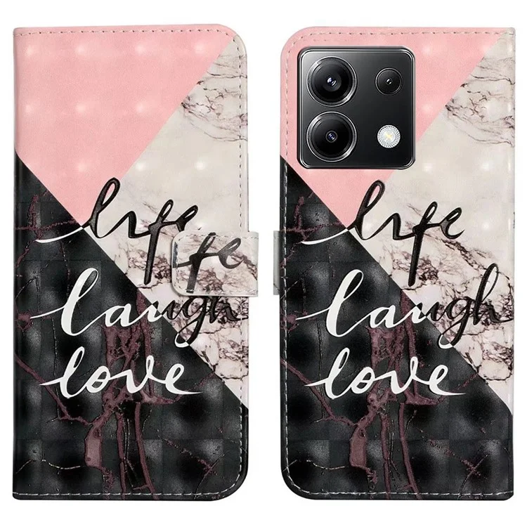 Para Xiaomi Poco X6 5G / Redmi Note 13 Pro 5G Case 3D Patrón Creativo PU Cubierta de Teléfono de Cuero PU - Mármol Tricolor
