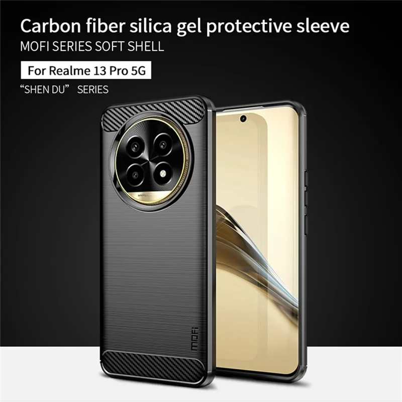 MOFI JK TPU Series-1 Para Realme 13 Pro+ 5G / 13 Pro 5G Case de Fibra de Carbono Textura TPU Soft Phone Cover - Azul