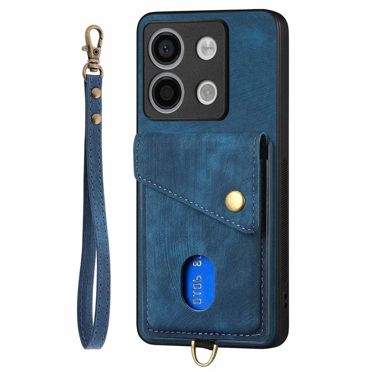 D1 Для Xiaomi Poco X6 5G / Redmi Note 13 Pro 5g Retro Case Card Slot Card Card Leather + Tpu Phone Cover - Синий