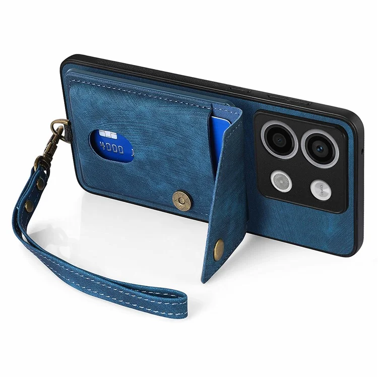 D1 Для Xiaomi Poco X6 5G / Redmi Note 13 Pro 5g Retro Case Card Slot Card Card Leather + Tpu Phone Cover - Синий