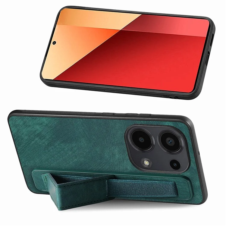 D11 Для Xiaomi Poco M6 Pro 4G / Redmi Note 13 Pro 4G Case Bristand Leather + Tpu Phone Cover - Зеленый