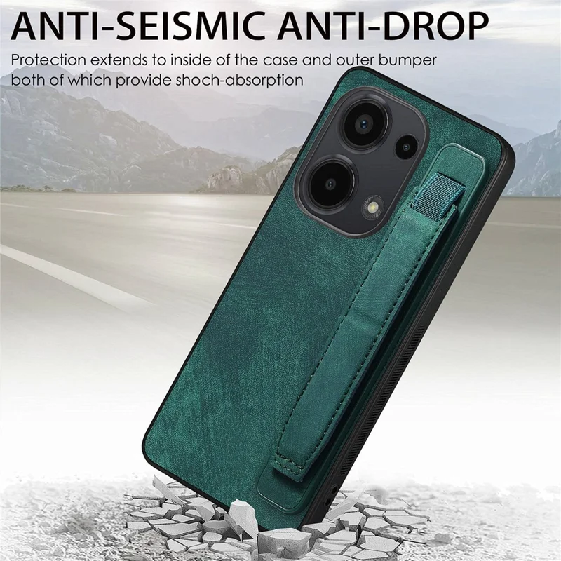 D11 Для Xiaomi Poco M6 Pro 4G / Redmi Note 13 Pro 4G Case Bristand Leather + Tpu Phone Cover - Зеленый