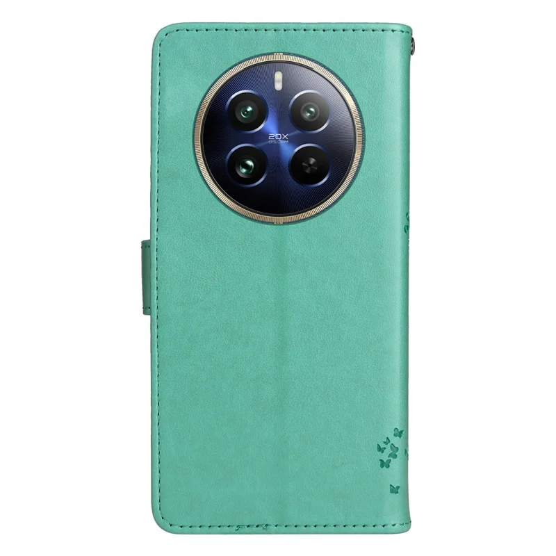 KT Imprinting Flower Series-3 Per Realme 13 Pro 5G / 13 Pro+ 5G / P1 Pro 5G / 12 Pro 5G / 12 Pro+ 5g Casetto di Pelle Per Albero Per Gatto - Verde