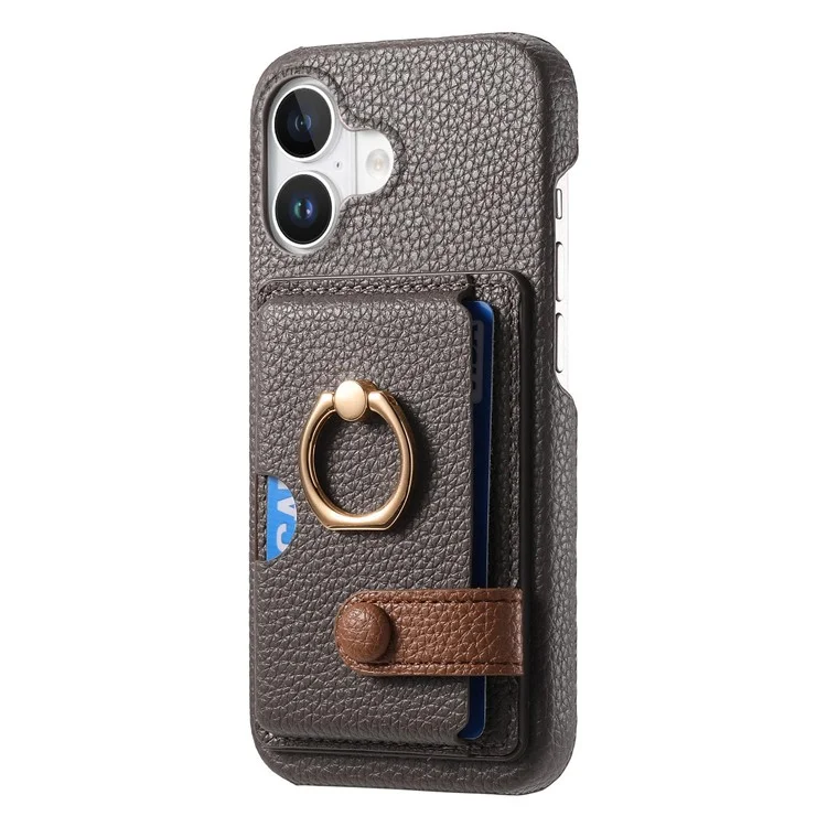 Y2 Для Iphone 16 Plus Case Crosd Holder Kickstand Card Slot Leather Phone Phone - Серебряный Серый