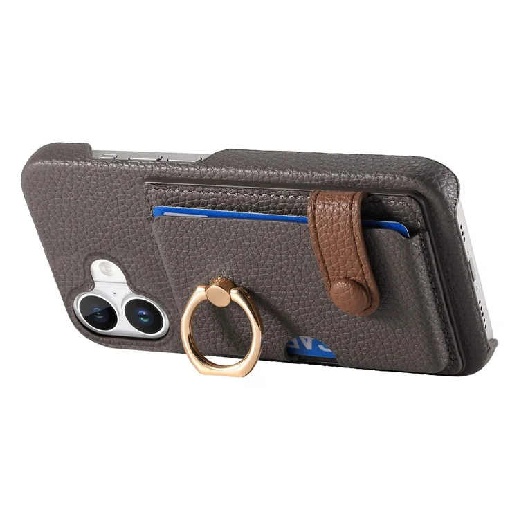 Y2 Для Iphone 16 Plus Case Crosd Holder Kickstand Card Slot Leather Phone Phone - Серебряный Серый