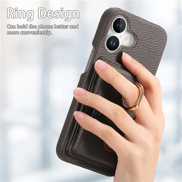 Y2 Для Iphone 16 Plus Case Crosd Holder Kickstand Card Slot Leather Phone Phone - Серебряный Серый