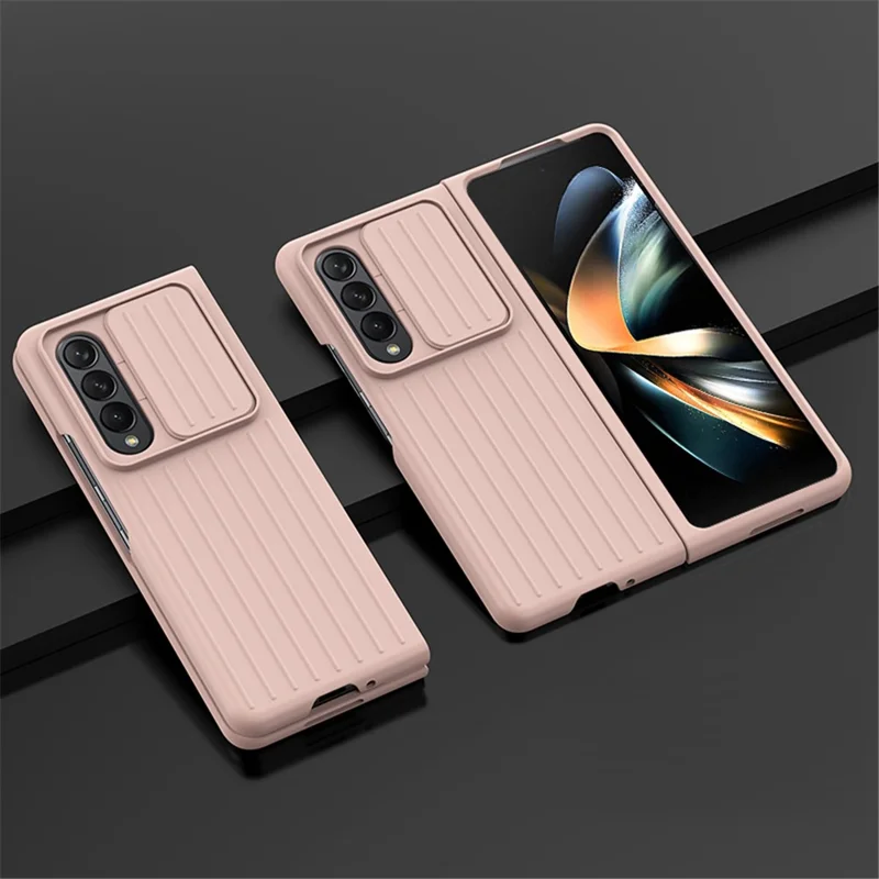 Para Samsung Galaxy Z Fold4 5g Caixa à Prova de Choque da Caixa Anti-queda do Telefone Celular PC Hard PC Com Tampa da Câmera Deslizante - Rosa