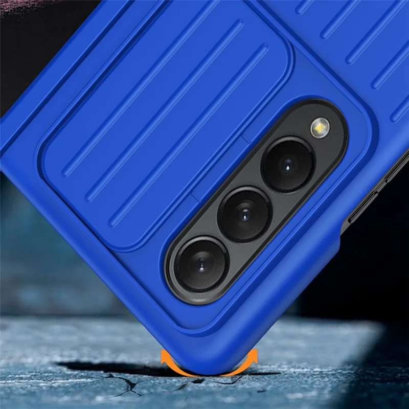 For Samsung Galaxy Z Fold4 5G Shockproof Case Anti-Fall Phone Case Mobile Phone Hard PC Protector with Slide Camera Cover - Orange