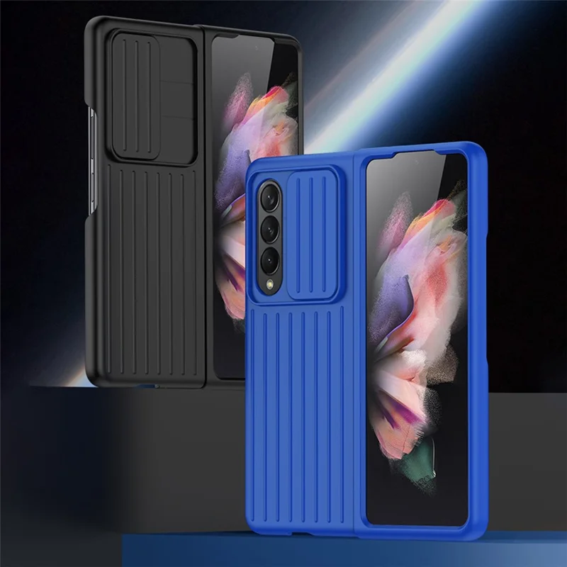 For Samsung Galaxy Z Fold4 5G Shockproof Case Anti-Fall Phone Case Mobile Phone Hard PC Protector with Slide Camera Cover - Green