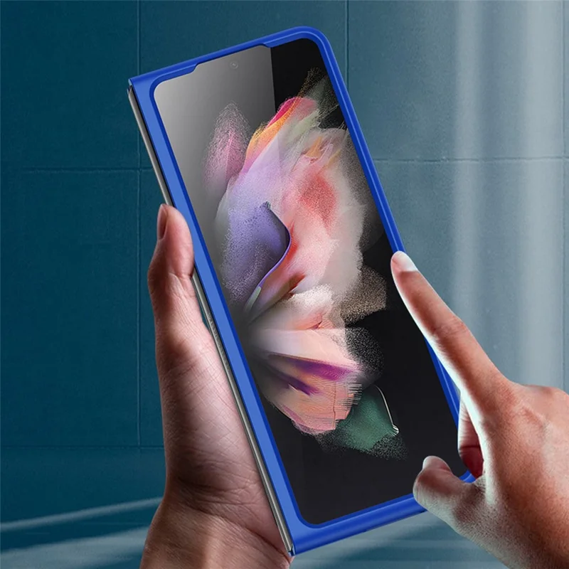 Para Samsung Galaxy Z Fold4 5g Caixa à Prova de Choque da Caixa Anti-queda do Telefone Celular PC Hard PC Com Tampa da Câmera Deslizante - Céu Azul