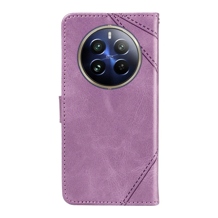 Para Realme 13 Pro 5G / 13 Pro+ 5g / P1 Pro 5G / 12 Pro 5G / 12 Pro+ 5g Case de Couro de Couro Geométrica Tampa do Telefone Com Pulseira Com Pulseira - Roxo
