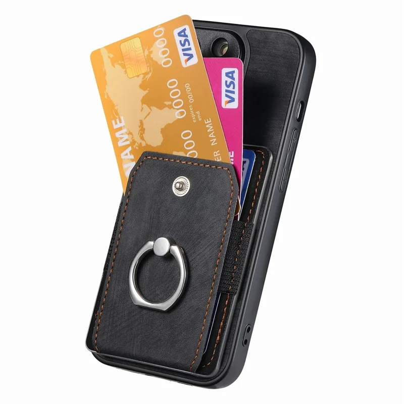 D2 Para Iphone 16 Pro Max Case Kickstand Leather+TPU Rangeduras - Negro