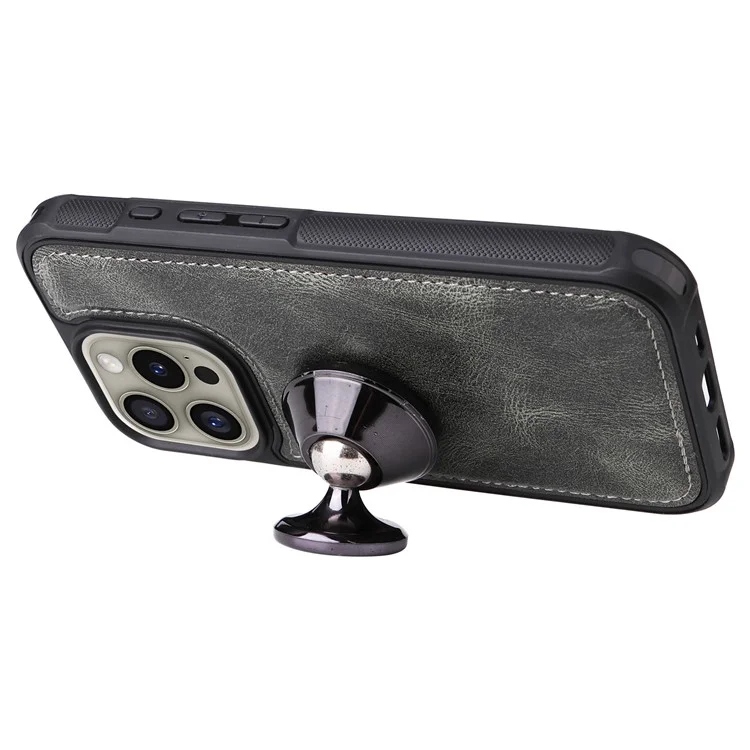 For iPhone 16 Pro Magnetic Case Detachable PU Leather Zipper Wallet Cover - Blackish Green